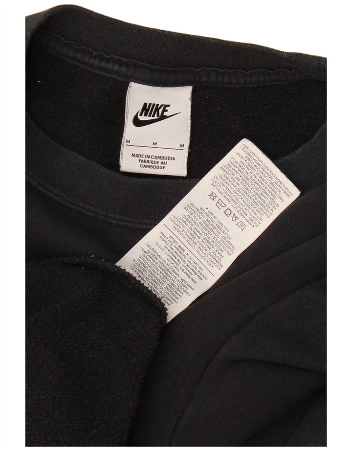Nike Dame Off Shoulder Sweatshirt Jumper UK 14 Medium Sort Bomuld