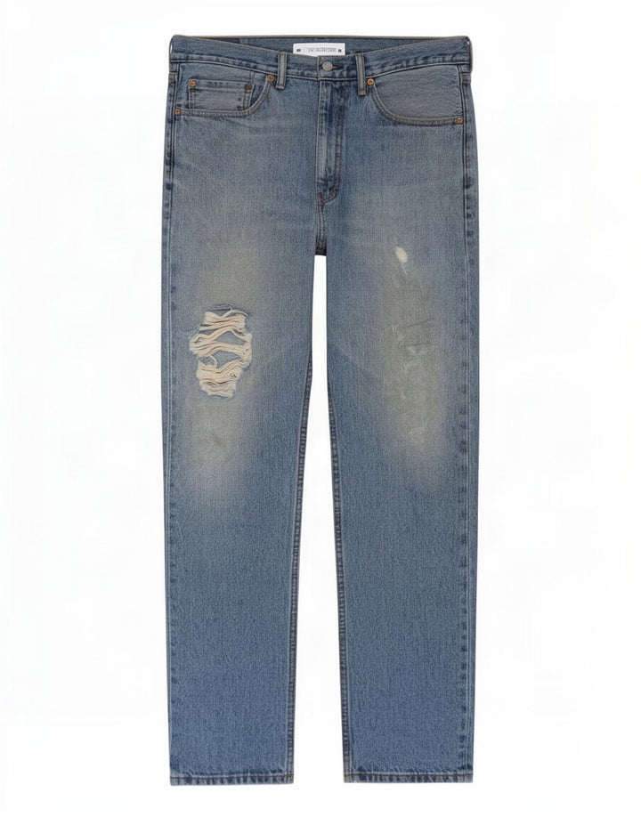 Levi's Herre 505 Distressed Straight Jeans W36 L30 Blå