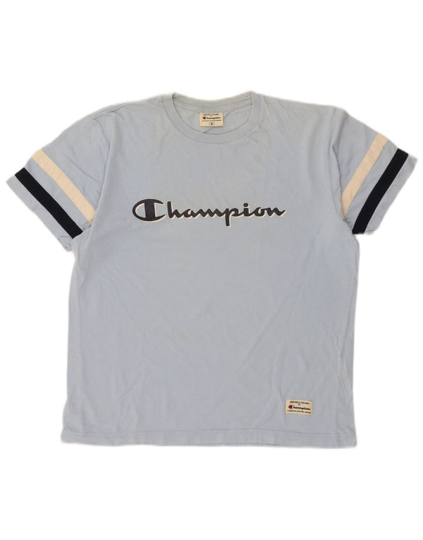 Champion Herre grafisk T-shirt top mellemblå stribet bomuld