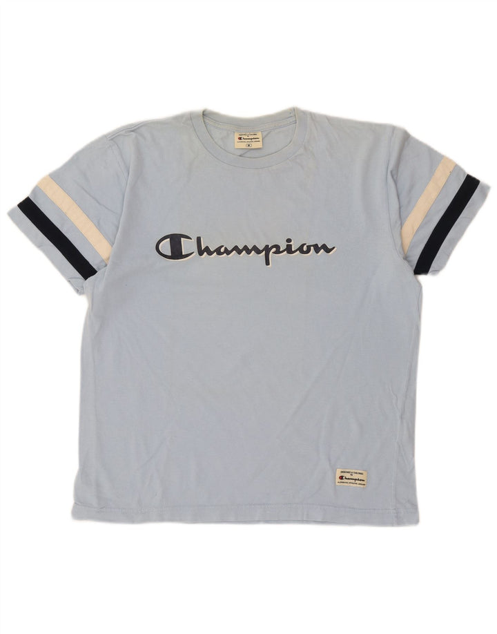 Champion Herre grafisk T-shirt top mellemblå stribet bomuld