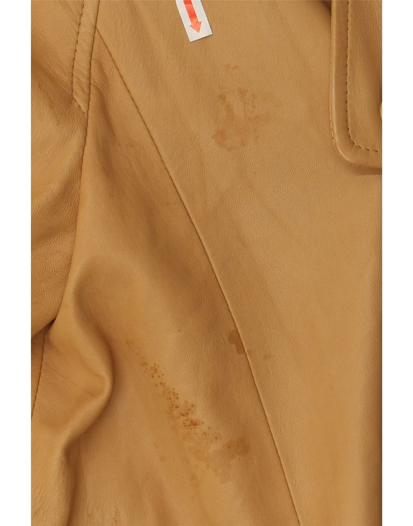 SALVATORE FERRAGAMO Womens Leather Coat UK 12 Medium Beige Leather Vintage Salvatore Ferragamo and Second-Hand Salvatore Ferragamo from Messina Hembry 