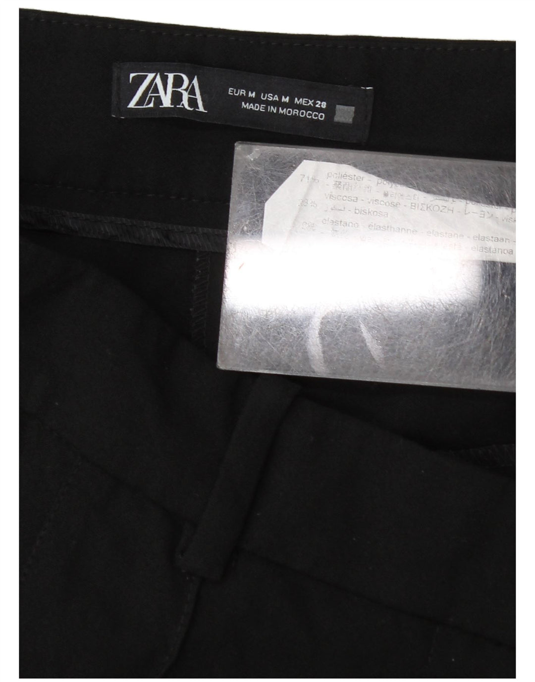 Zara kvinders tilspidsede chinobukser Medium W28 L27 sort polyester