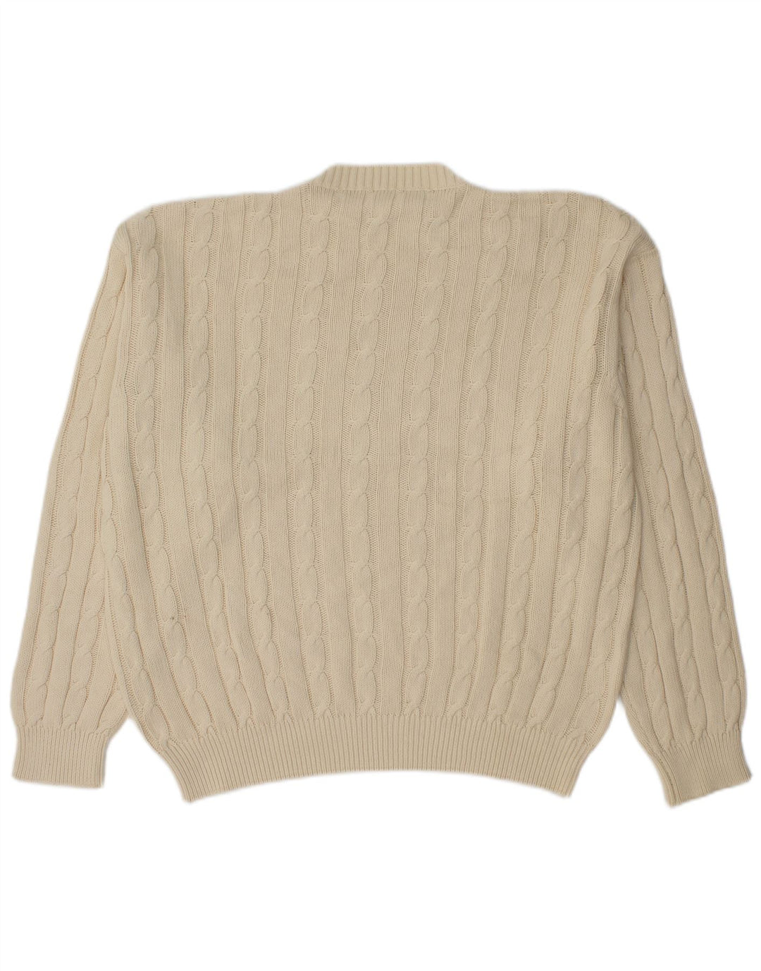 Vintage herre sweater med rund hals, medium off white bomuld