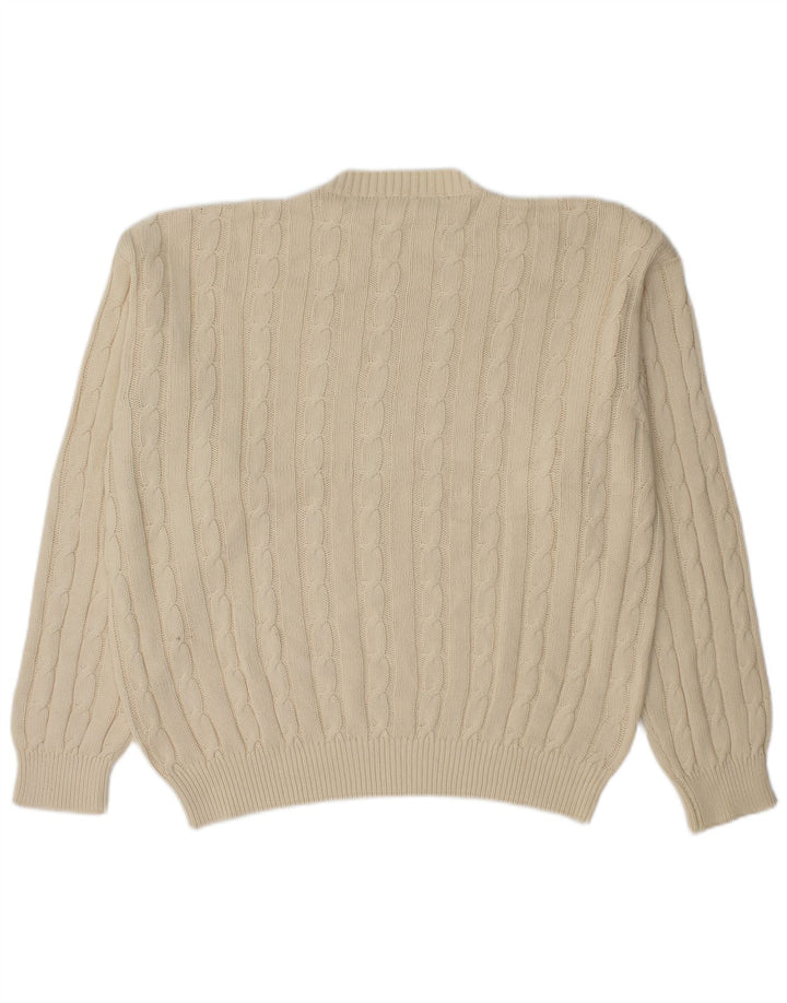 Vintage herre sweater med rund hals, medium off white bomuld
