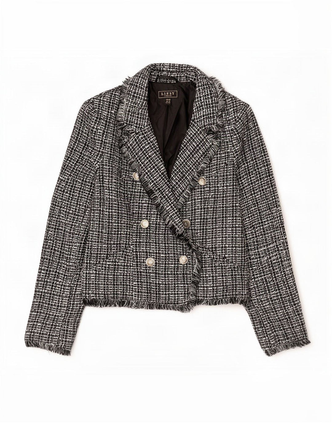 Lipsy Dame Double Breasted Blazer Jacket UK 12 Medium Black Flecked