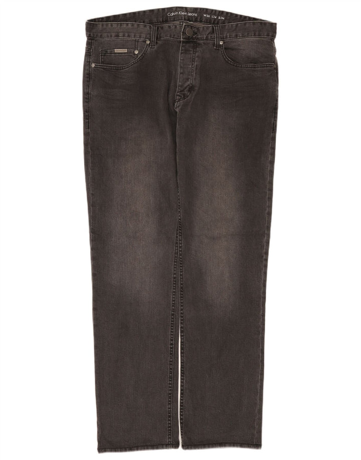 Calvin Klein Herre Slim Jeans W36 L34 Grå Bomuld