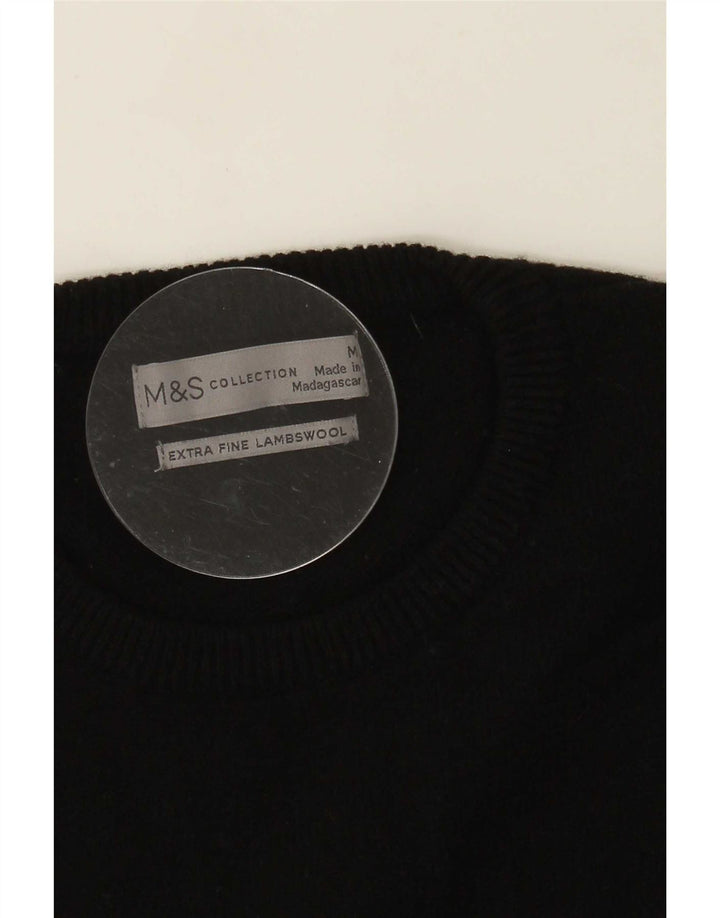 Marks & Spencer Herre sweater med rund hals, medium sort lammeuld