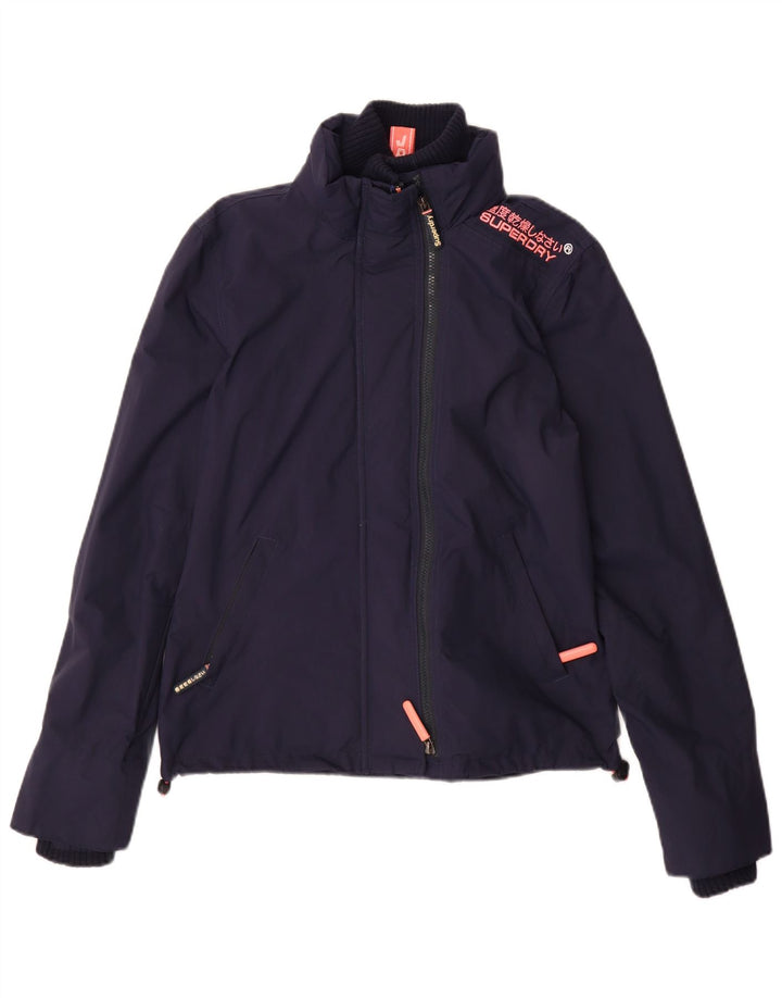 Superdry Windcheater Windbreaker Jacket UK 10 Small Navy Blue Nylon