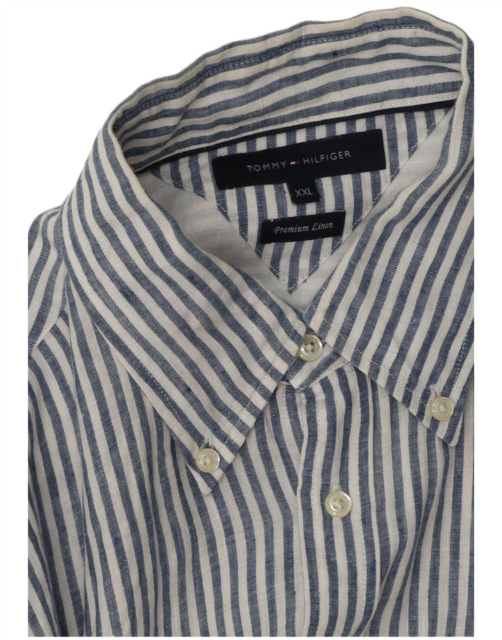 Tommy Hilfiger Herreskjorte 2XL Blå nålestribet linned