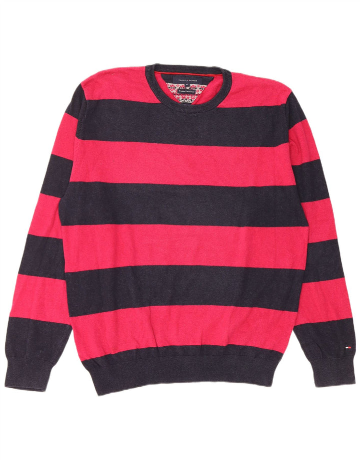 TOMMY HILFIGER Dame sweater med rund hals DK 18 XL Pink Stribet