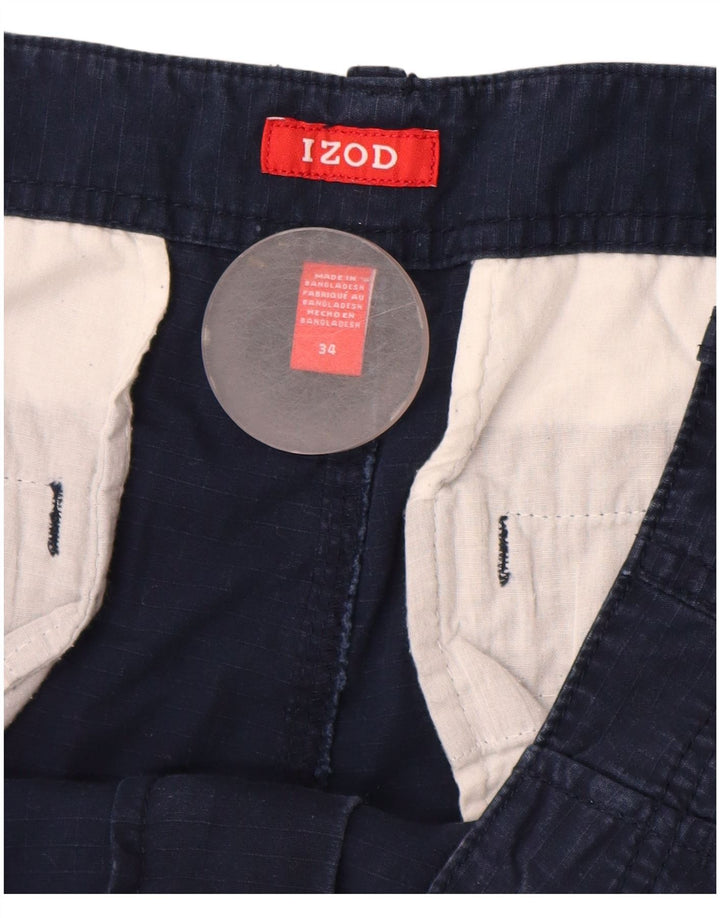 Izod Herre Cargo Shorts W34 store marineblå bomuld