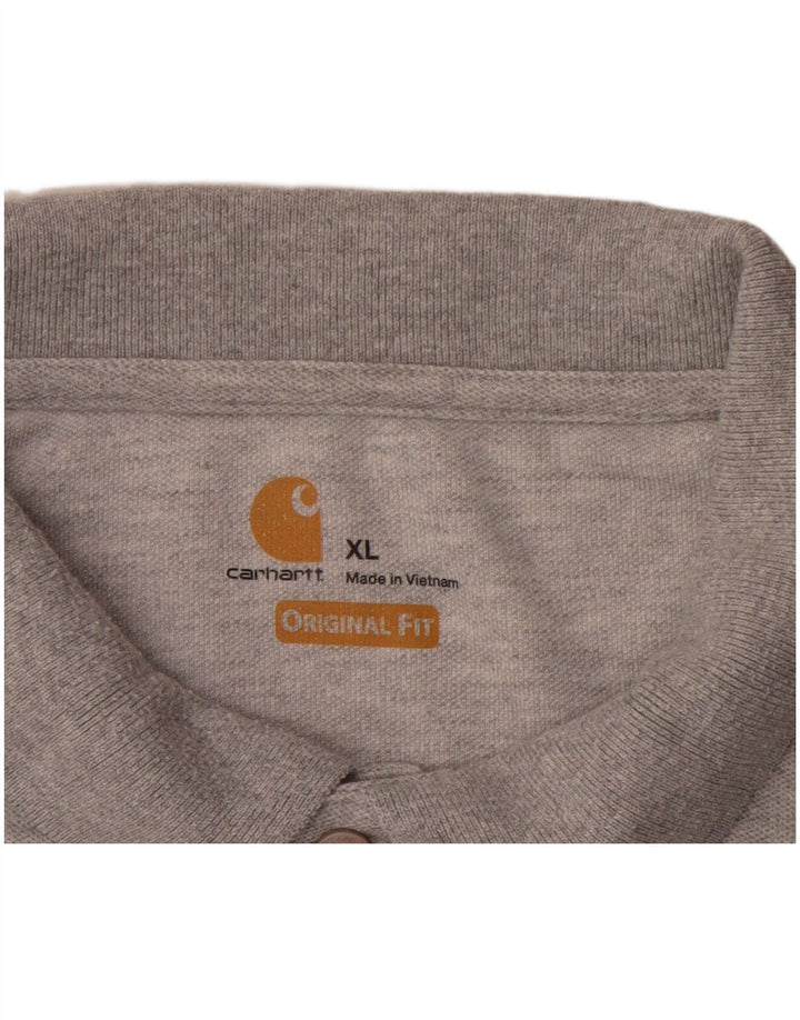 CARHARTT Mens Original Fit Polo Shirt XL Grey Polyester