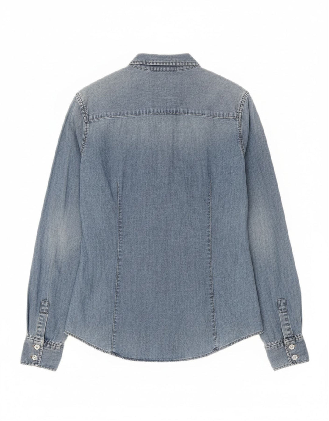 Zara Dame Denim Shirt UK 14 Stor Blå Bomuld