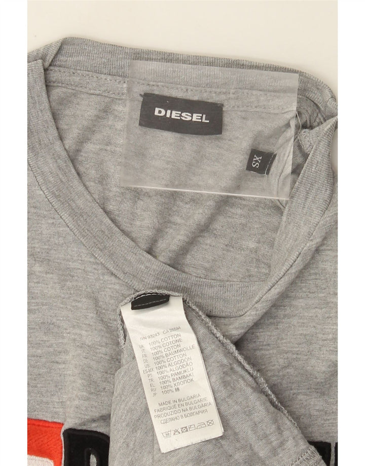 Diesel Herre grafisk T-shirt Top XS Grå Flecked Bomuld