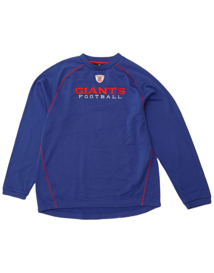 REEBOK Herre Giants Grafisk Top Langærmet Stor Blå Polyester