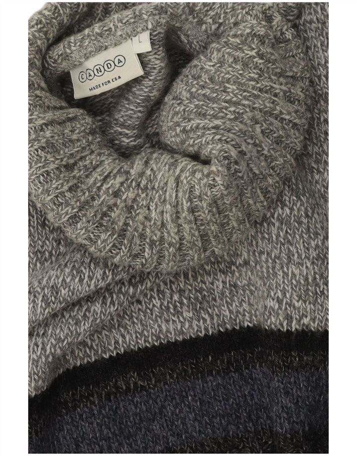 C&A Herre Canda rullehals sweater Stor grå farveblok