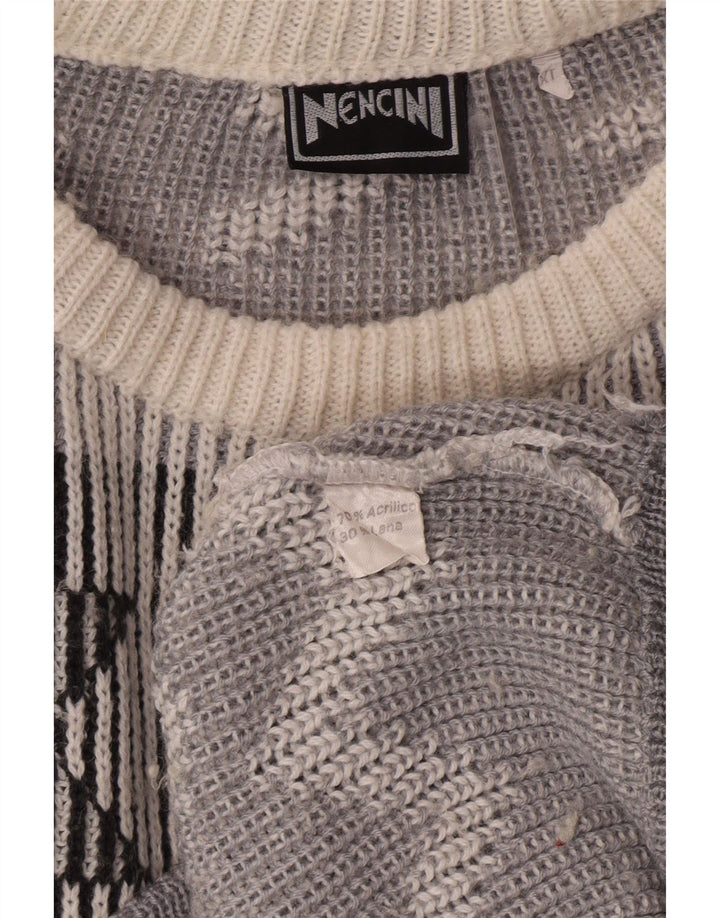 VINTAGE Herre Boat Neck Jumper Sweater XL Off White Fair Isle Classic