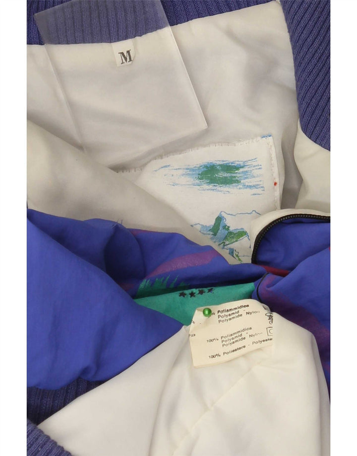 Vintage Herre Loose Fit Grafisk Windbreaker Jacket UK 38 Medium Blue