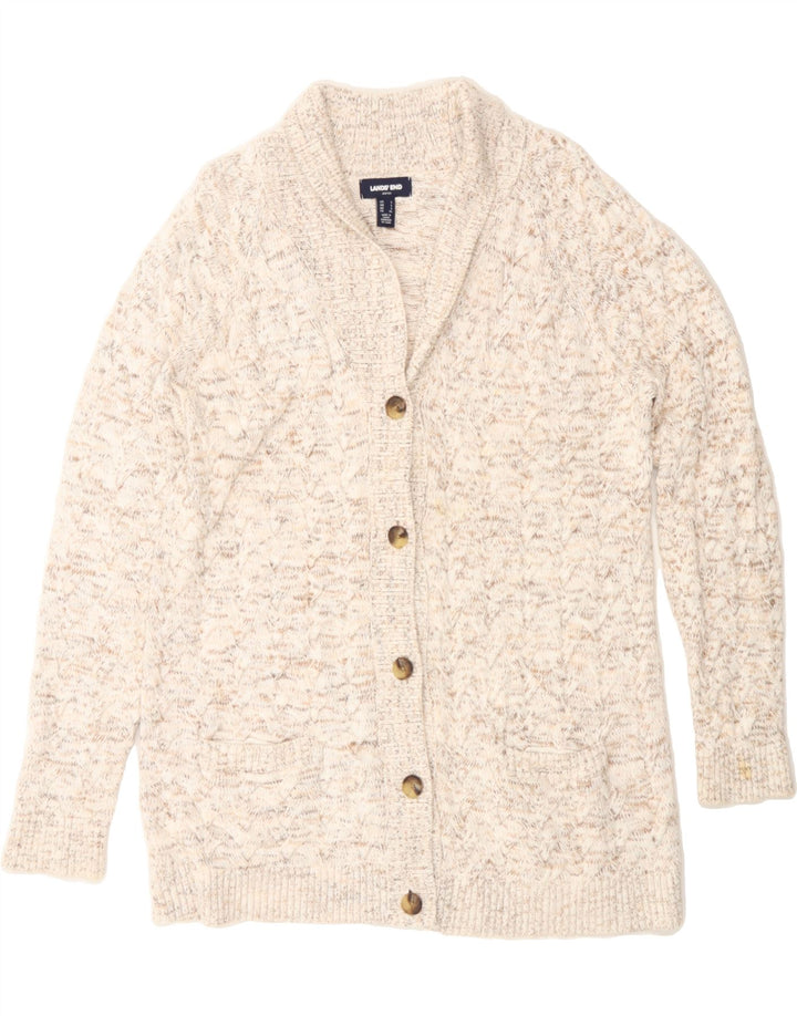 LANDS END Womens Oversized Cardigan Sweater UK 16 Large Off White Flecked Vintage Lands End and Second-Hand Lands End from Messina Hembry 