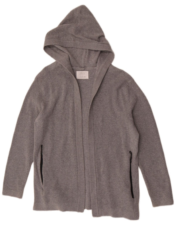 Zara Piger Loose Fit Hætte Åben Cardigan Sweater 11-12 år Grå Bomuld