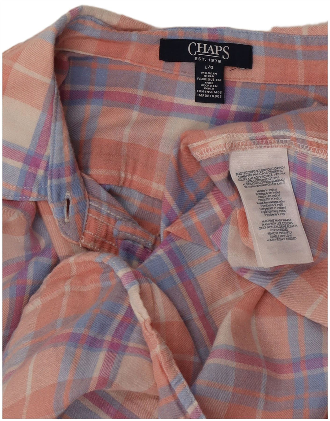 Chaps Dame Flanelskjorte UK 16 Large Pink Ternet Bomuld