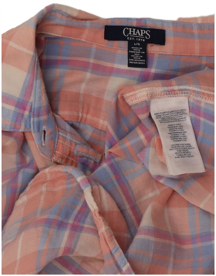 Chaps Dame Flanelskjorte UK 16 Large Pink Ternet Bomuld