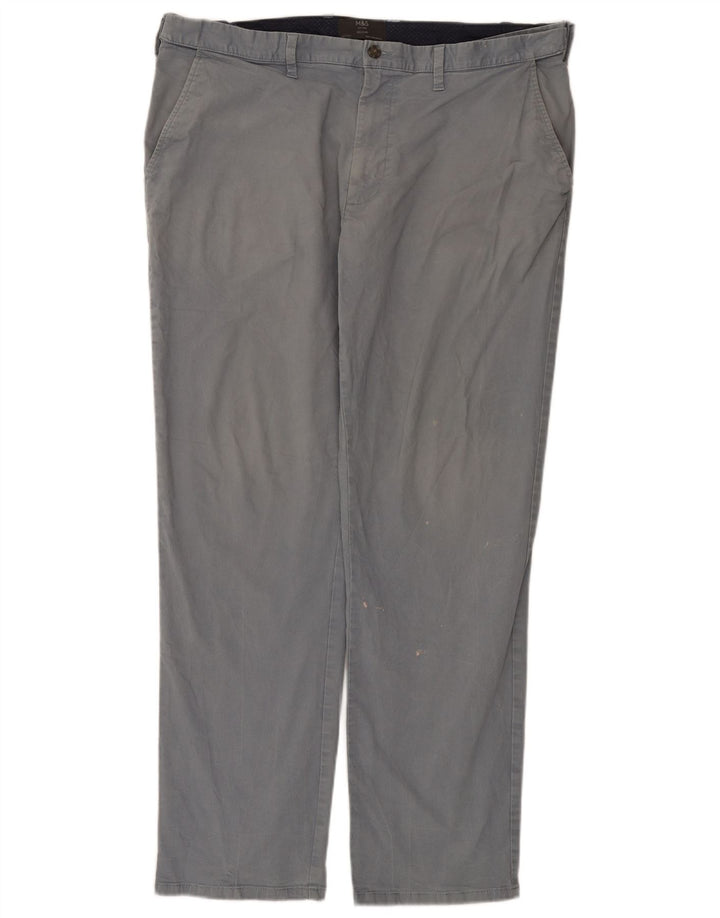 Marks & Spencer Herre Regular Chino Bukser W40 L33 Grå Bomuld