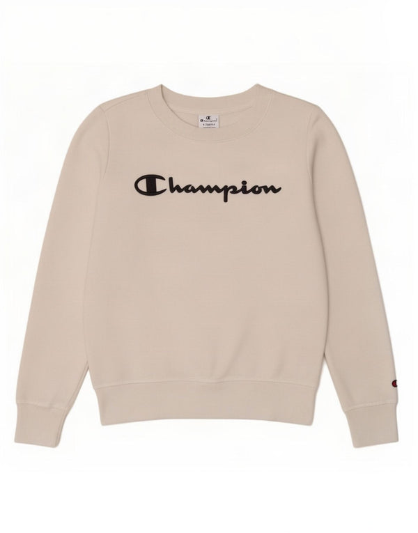 Champion Womens Relaxed Fit Grafisk Sweatshirt Jumper UK 6 XS Hvid Bomuld