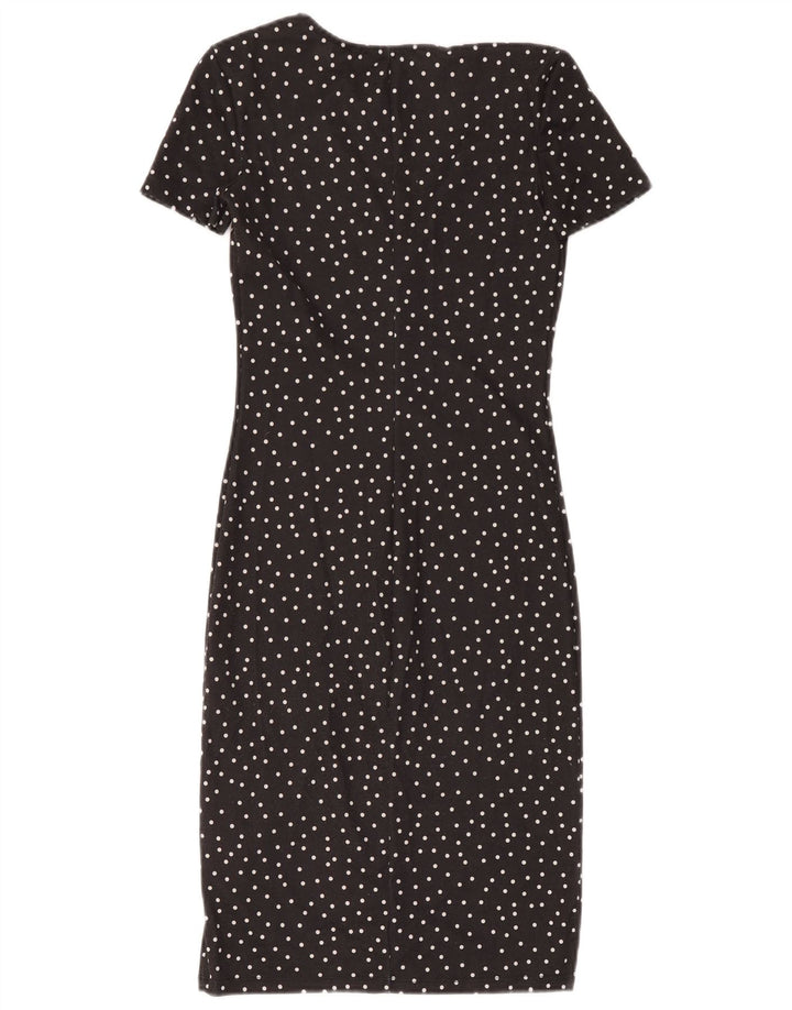 Zara Womens Sheath Dress UK 8 Small Black Polka Dot Polyester