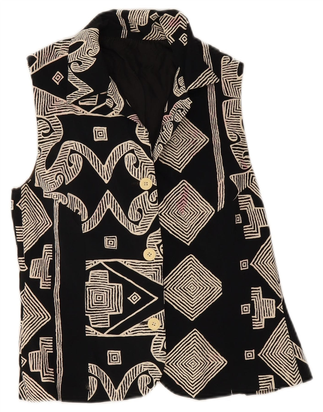 Vintage damevest UK 8 Small Black Geometric