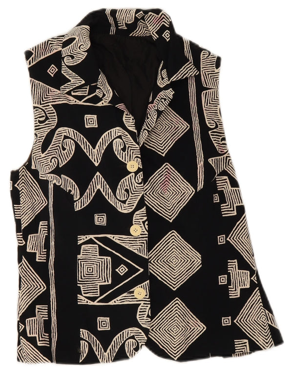 Vintage damevest UK 8 Small Black Geometric