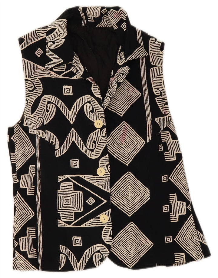 Vintage damevest UK 8 Small Black Geometric