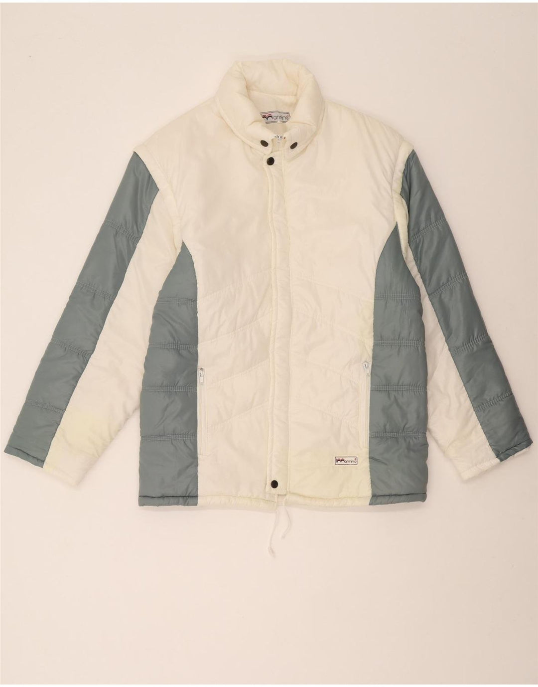 VINTAGE Mens Padded Jacket IT 52 XL White Colourblock Vintage Vintage and Second-Hand Vintage from Messina Hembry 