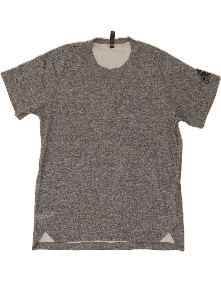 ADIDAS Mens T-Shirt Top Large Grey Flecked Polyester Vintage Adidas and Second-Hand Adidas from Messina Hembry 