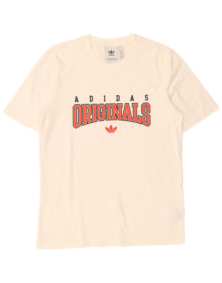 Adidas Grafisk T-shirt top til mænd, lille hvid bomuld