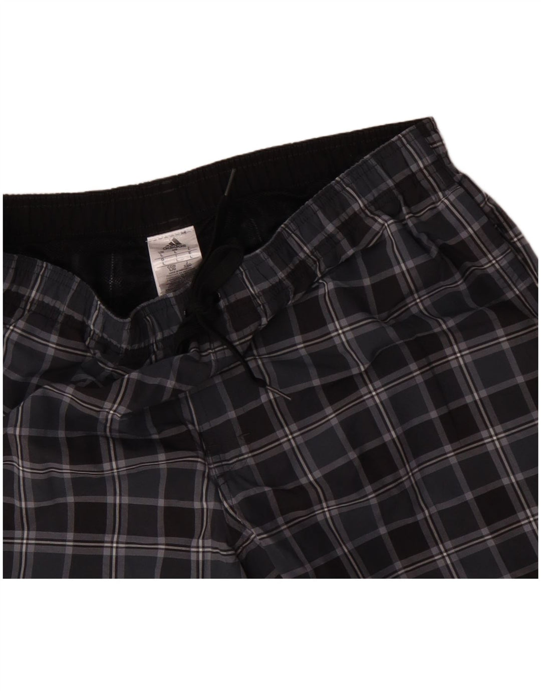 Adidas Badeshorts til mænd, store sorte ternet polyester