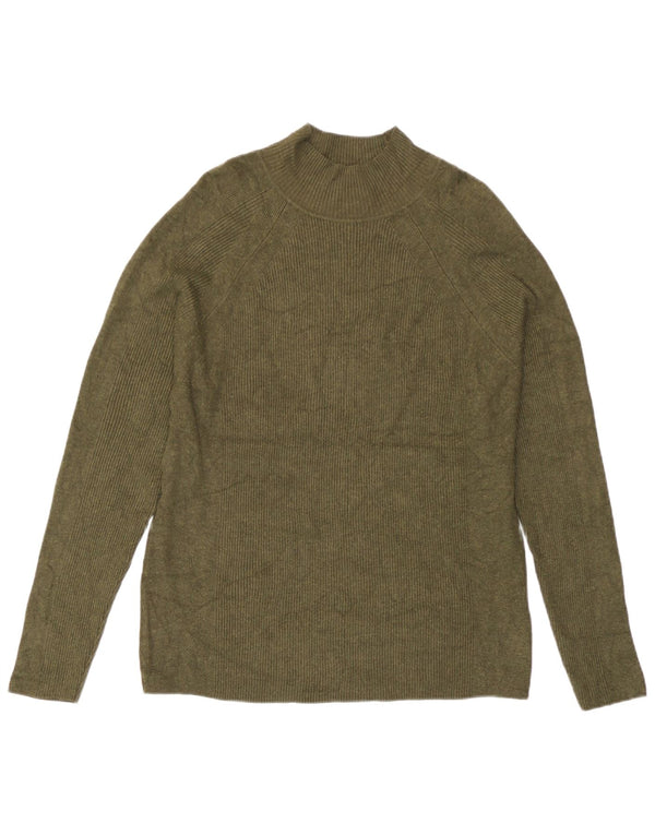 Marks & Spencer Dame Turtle Neck Jumper Sweater UK 16 Stor Khaki Viscose