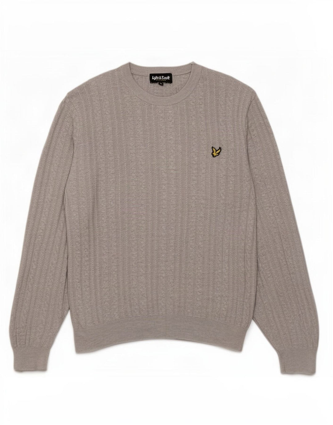 Lyle & Scott Herre sweater med rund hals, stor grå bomuld