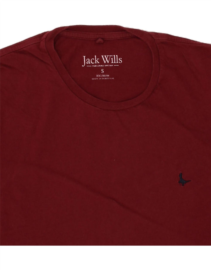 JACK WILLS Mens T-Shirt Top Small Burgundy Cotton Vintage Jack Wills and Second-Hand Jack Wills from Messina Hembry 