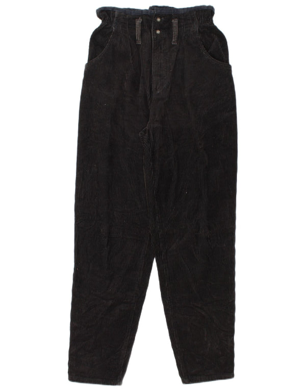 Vintage koniske fløjlsbukser til kvinder W29 L28 sort bomuld