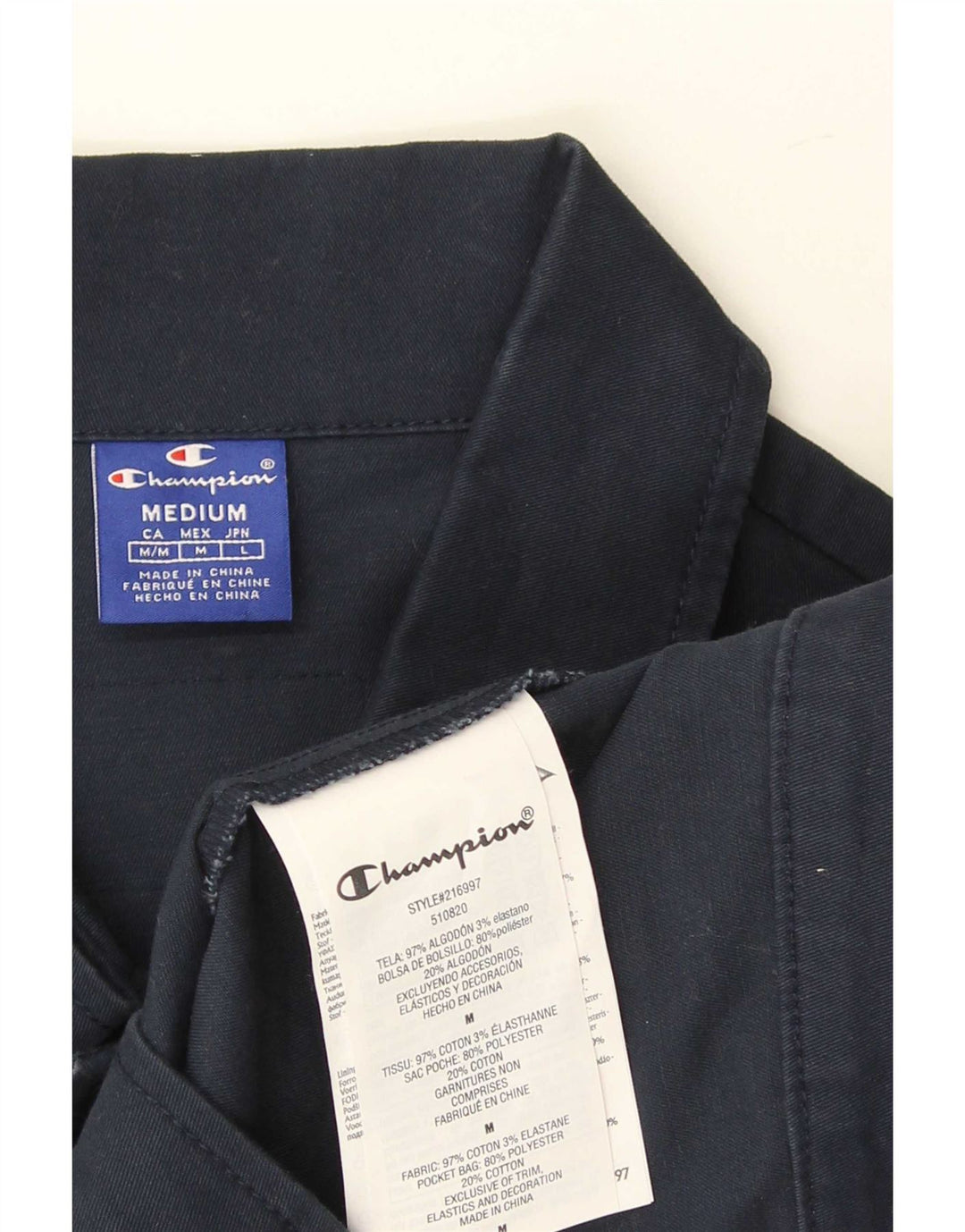 Champion Herre Bomber Jacket UK 38 Medium Navy Blue Cotton