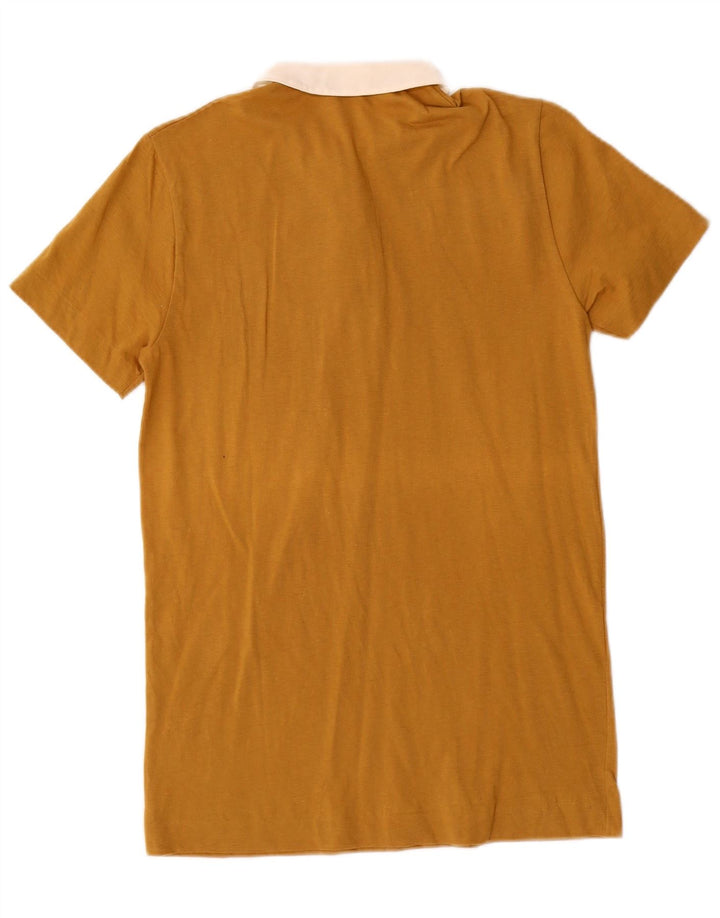 BENETTON Dame Polo Shirt UK 6 XS Brun Colourblock Bomuld