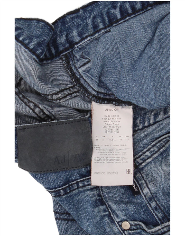 Armani Straight Jeans til mænd W33 L34 Blå Bomuld