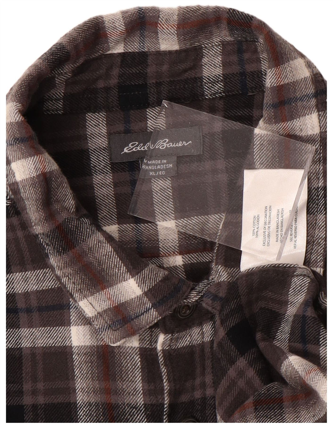 EDDIE BAUER Ternet flannelskjorte herre XL brun ternet bomuld