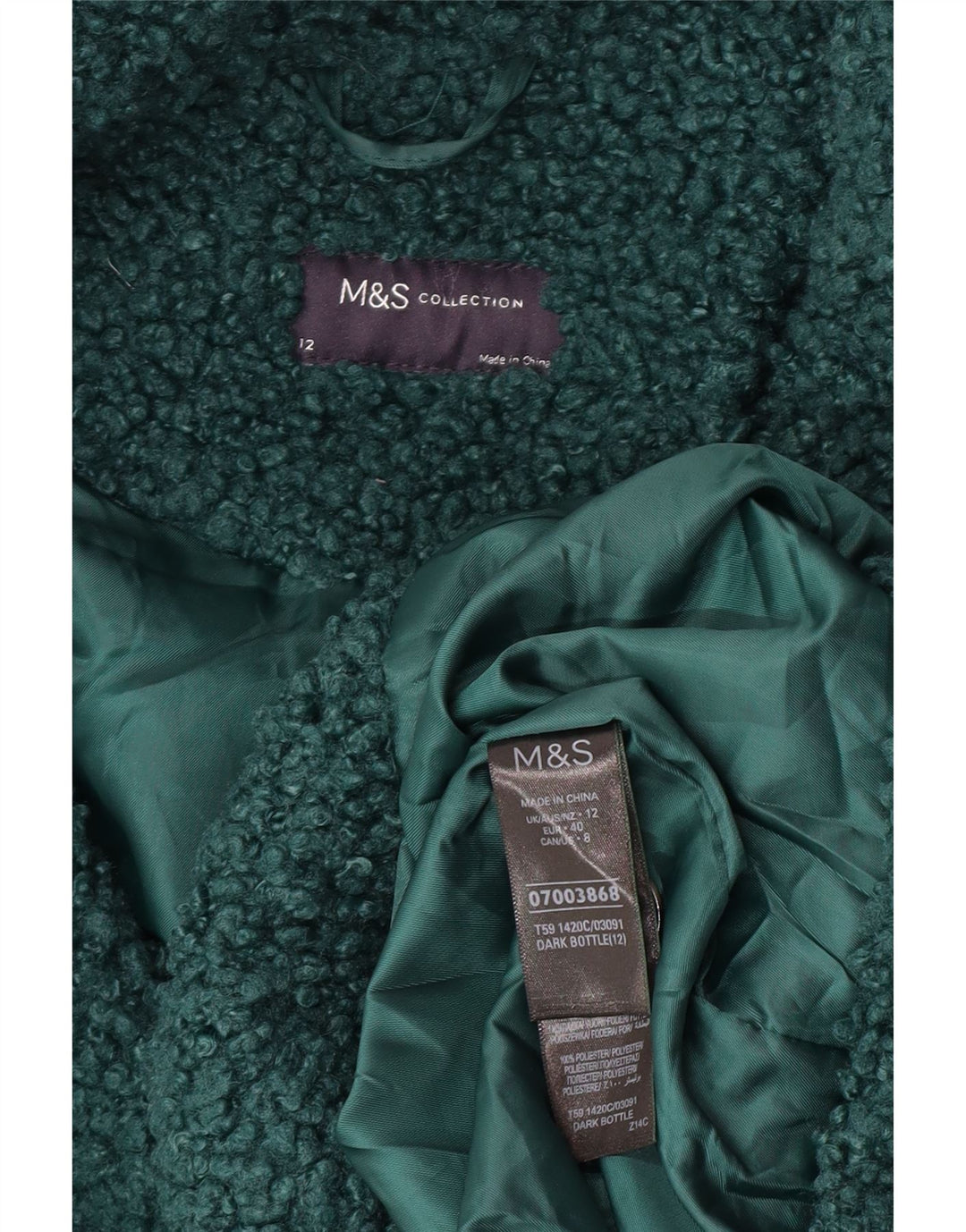 Marks & Spencer Fleeceoverfrakke til kvinder UK 12 Medium Green Polyester