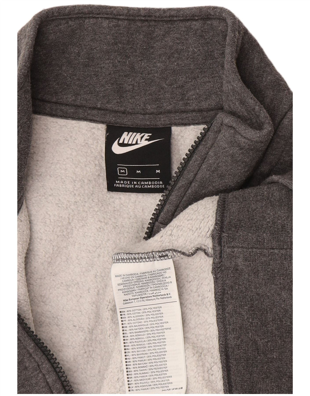 Nike Sweatshirt med lynlås til mænd, mellemgrå, flækket bomuld
