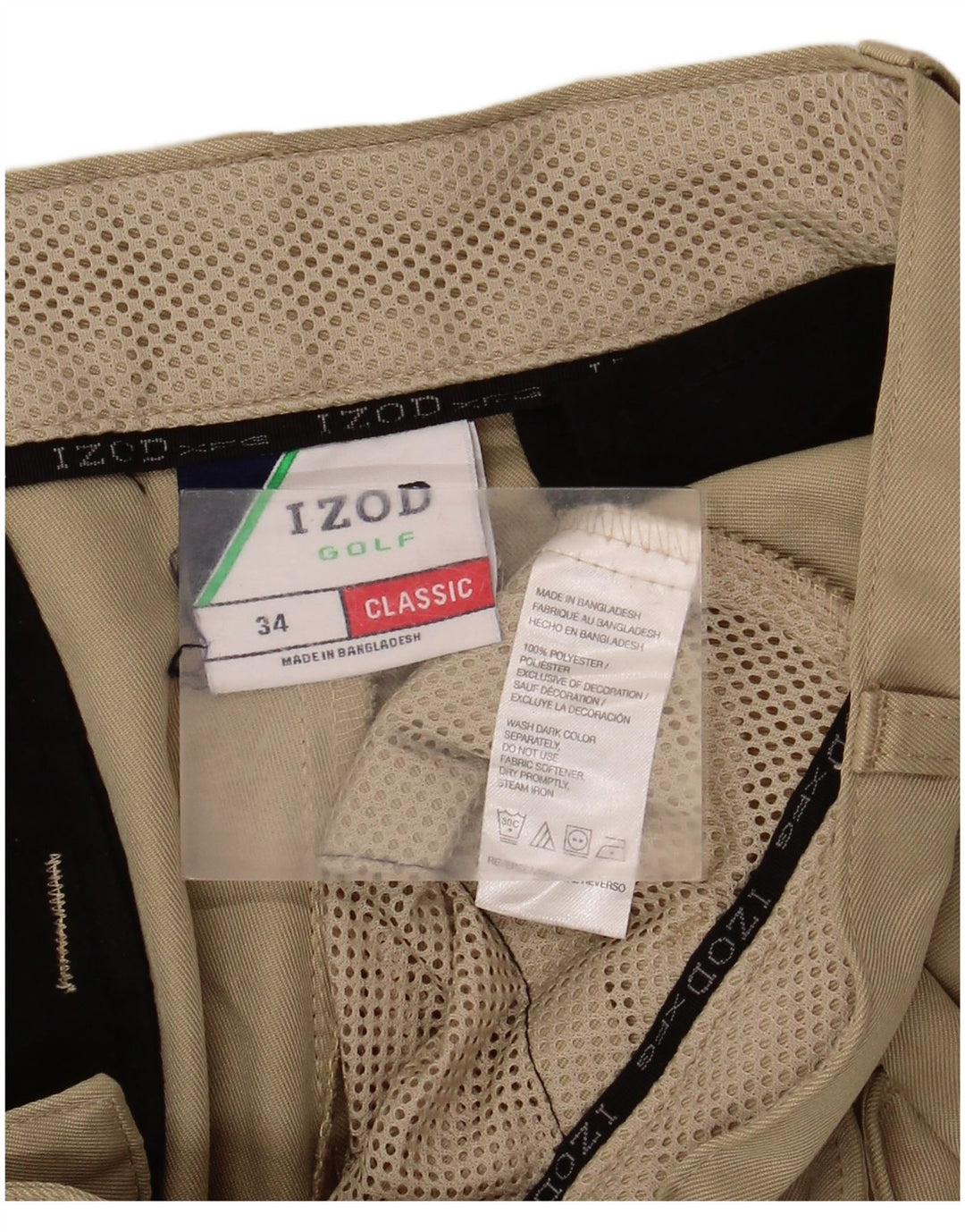 Izod Herre Classic Fit Cargo Shorts W34 Large Khaki Polyester