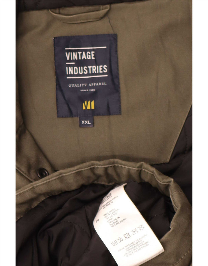 Vintage Industries Herre Hooded Parka Jacket UK 44 2XL Khaki Polyester
