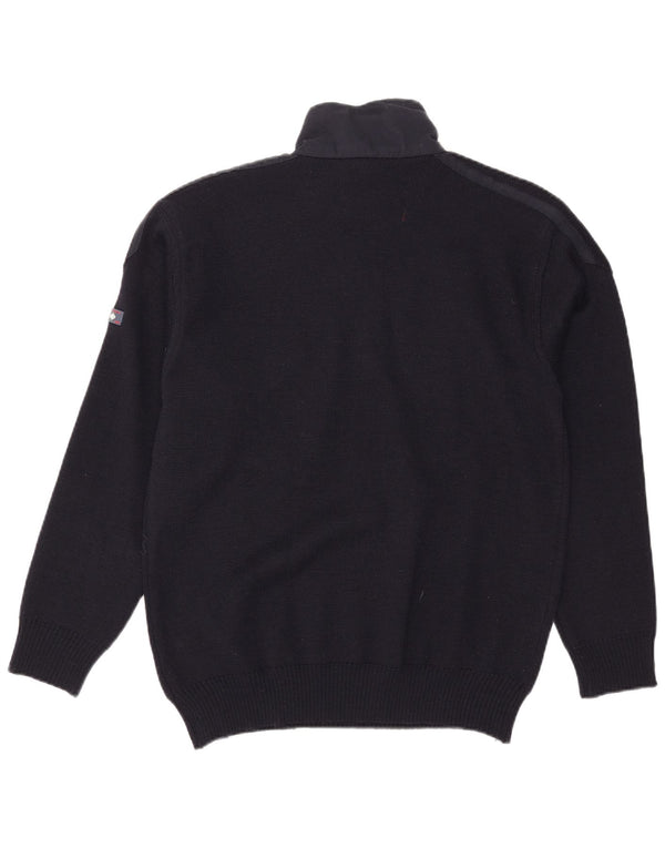 Vintage Mens Zip Neck Jumper Sweater 2XL Navy Blue Acrylic