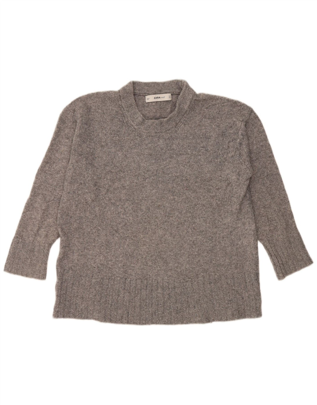 Zara Dame Oversized Turtle Neck Jumper Sweater UK 10 Small Grey Flecked